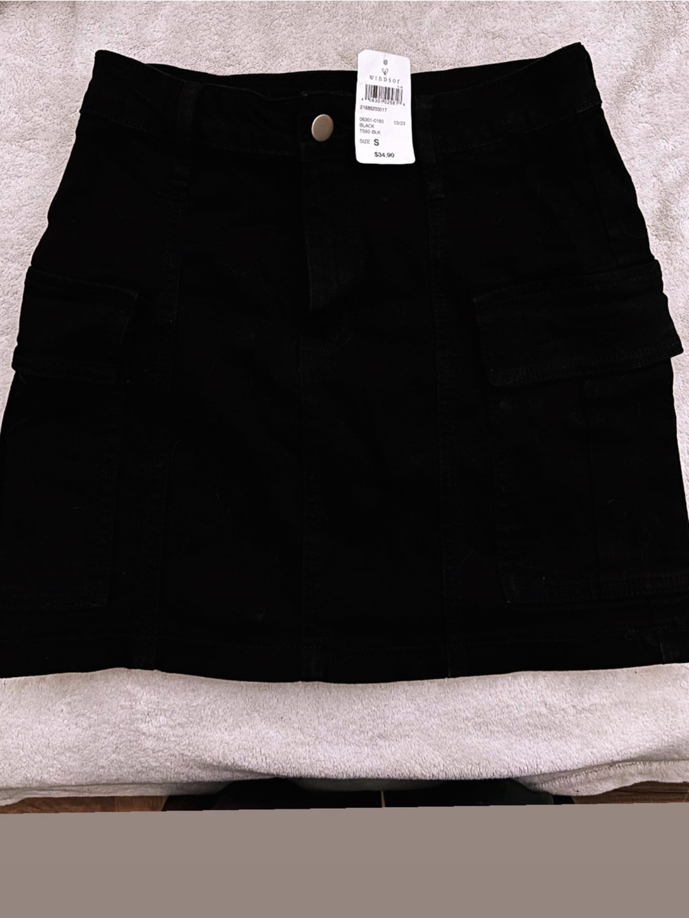 Windsor Black Denim Skirt with Metal Button